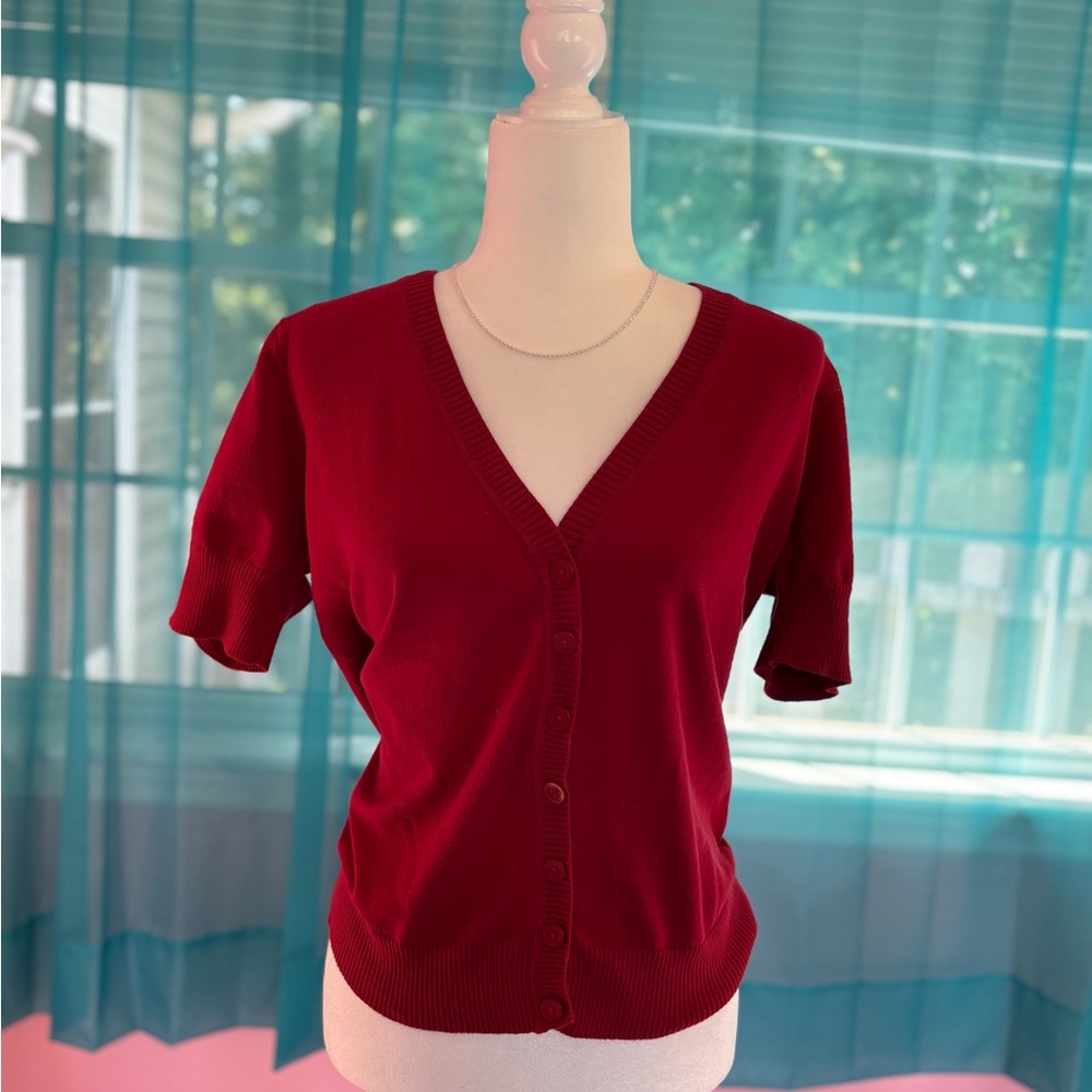 D&Co Short Sleeve Cardigan Bundle in Red, Blue, and Pink Sizes M/L Fall Layering - Picture 3 of 8